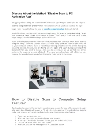 discuss about the method disable scan