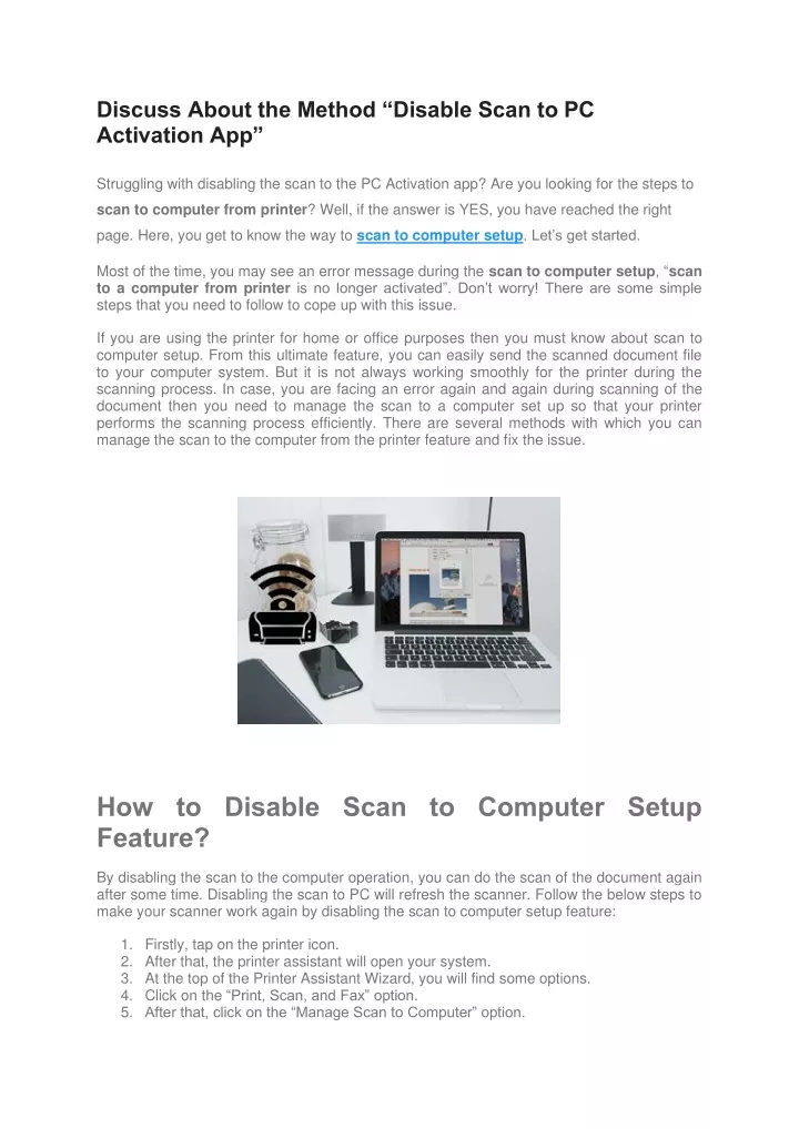 discuss about the method disable scan