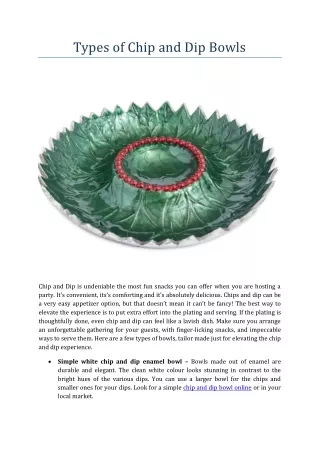 types of chip and dip bowls