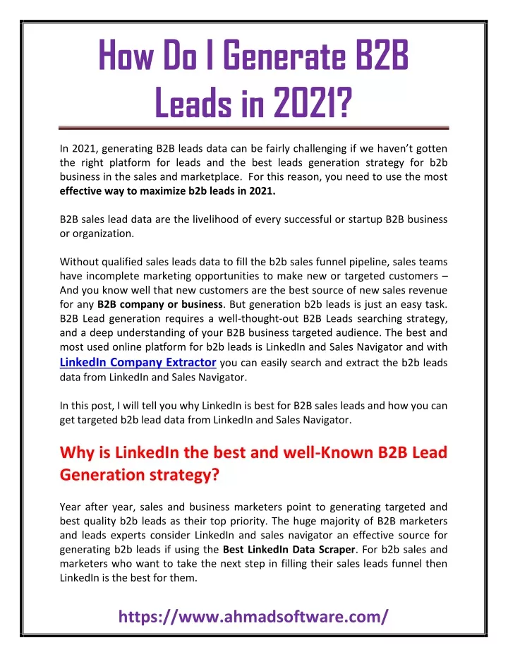 how do i generate b2b leads in 2021