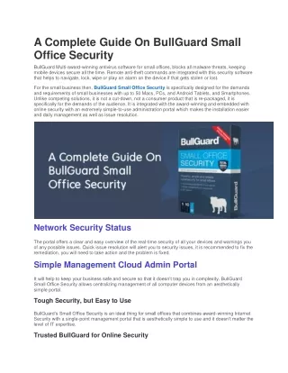 a complete guide on bullguard small office