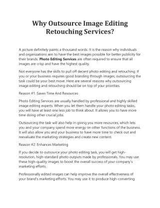 why outsource image editing retouching services