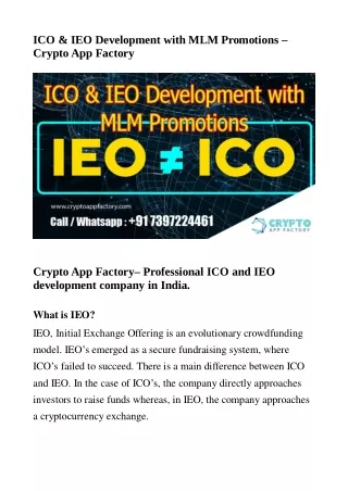 ico ieo development with mlm promotions crypto