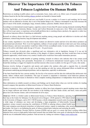 Discover The Importance OF Research On Tobacco