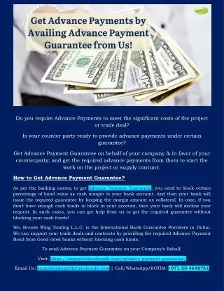 do you require advance payments to meet