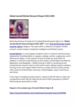 global isomalt market research report 2021 2025