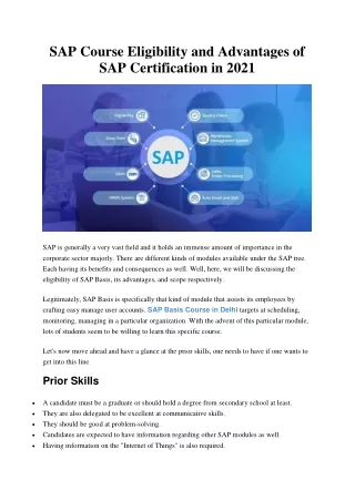 sap course eligibility and advantages