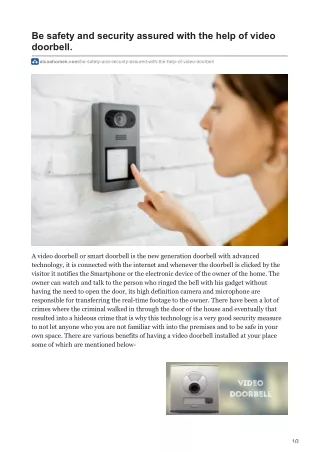 Be safety and security assured with the help of video doorbell