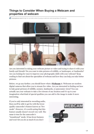 Things to Consider When Buying a Webcam and properties of webcam