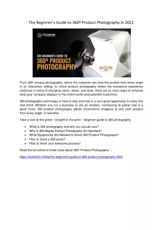 the beginner s guide to 360 product photography