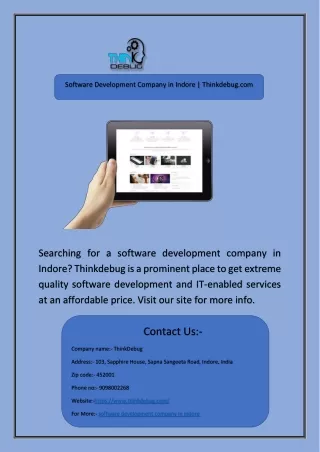 Software Development Company in Indore | Thinkdebug.com