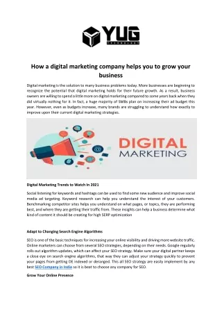 How a digital marketing company helps you to grow your business