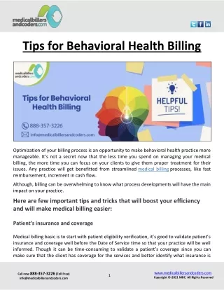 tips for behavioral health billing