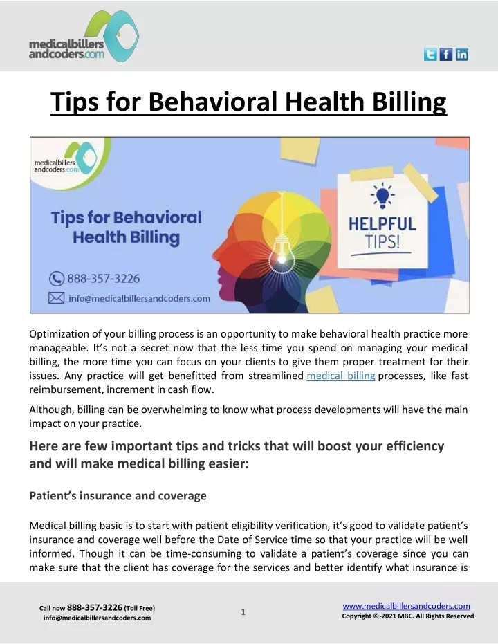 tips for behavioral health billing