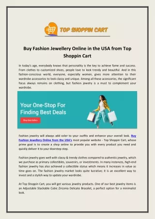 Buy Fashion Jewellery Online USA