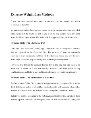 Extreme Weight Loss Methods