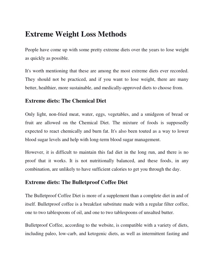 PPT Extreme Weight Loss Methods PowerPoint Presentation, free