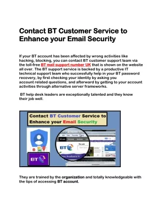 Contact BT Customer Service to Enhance your Email Security-