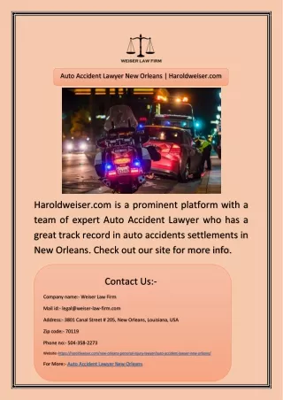 Auto Accident Lawyer New Orleans | Haroldweiser.com