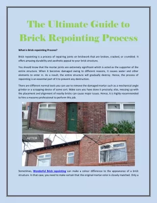 The Ultimate Guide to Brick Repointing Process