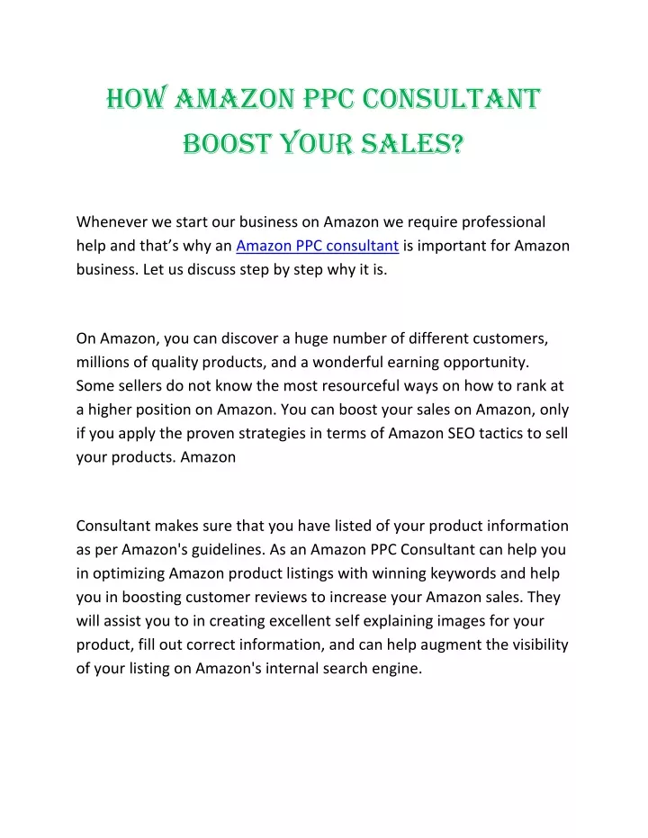 how amazon ppc consultant boost your sales