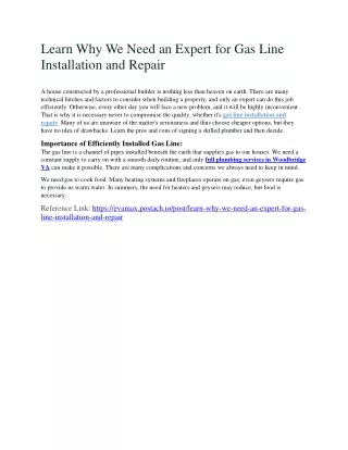 learn why we need an expert for gas line