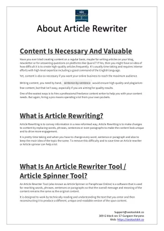 Article Rewriter | SEO Tools Kit
