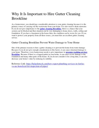 why it is important to hire gutter cleaning