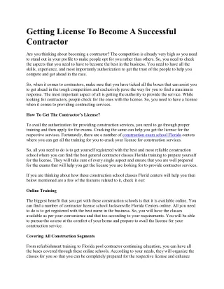 getting license to become a successful contractor