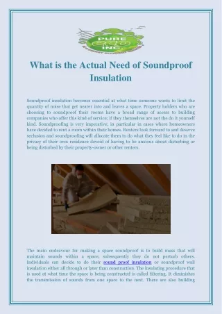 What is the Actual Need of Soundproof Insulation