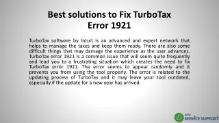 best solutions to fix turbotax error 1921