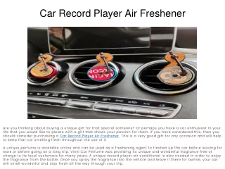 Car Record Player Air Freshener