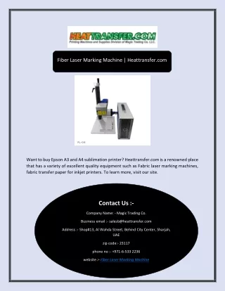 Fiber Laser Marking Machine | Heattransfer.com
