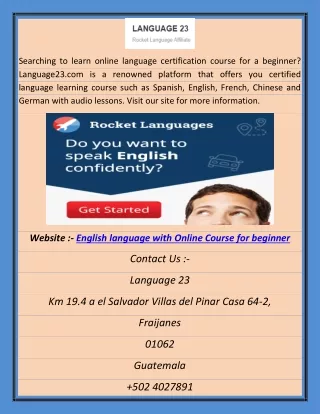 English language with Online Course for beginner abhi