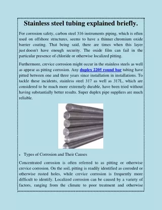 Stainless steel tubing explained briefly