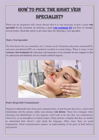 how to pick the right vein how to pick the right