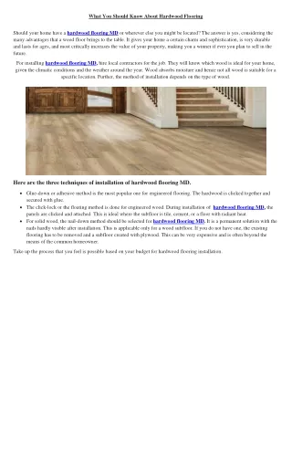 Should Know About Hardwood Flooring