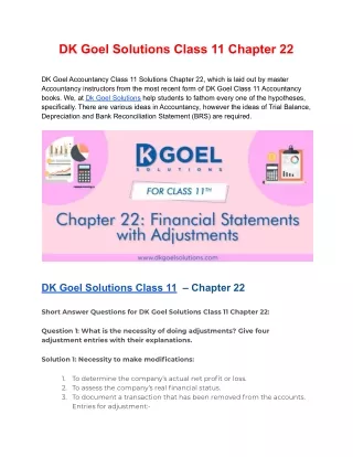 DK Goel Solutions Class 11 Chapter 22