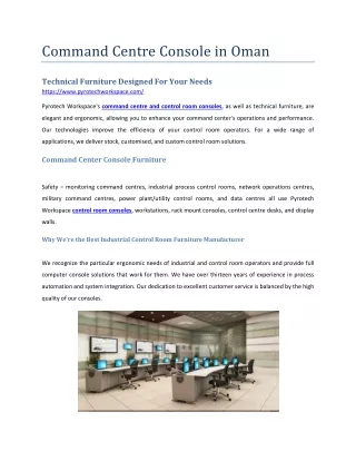 Command Centre Console in Oman