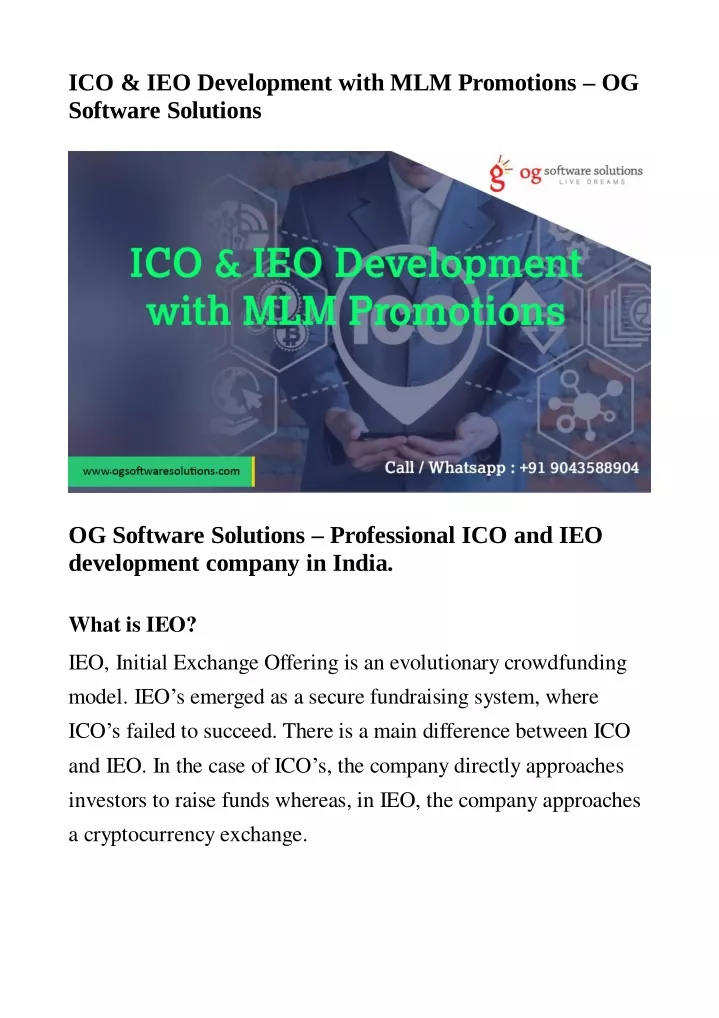 ico ieo development with mlm promotions