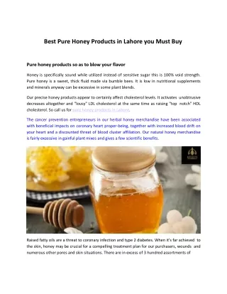 best pure honey products in lahore you must buy