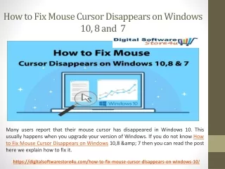 How to Fix Mouse Cursor Disappears on Windows 10, 8 and  7