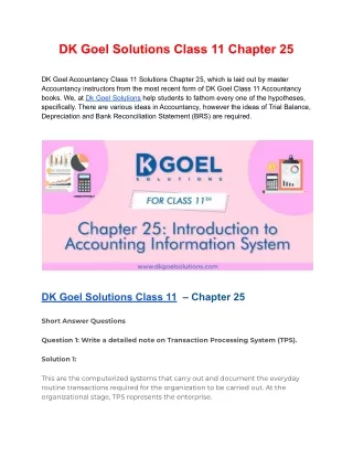 DK Goel Solutions Class 11 Chapter 25 as per latest DK Goel Book