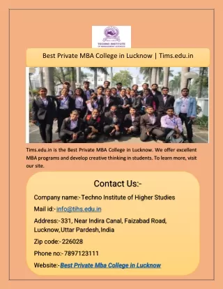 Best Private MBA College in Lucknow  Tims.edu.in