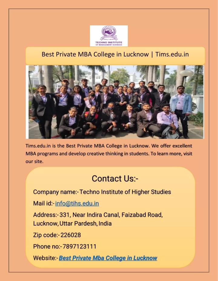 Ppt Best Private Mba College In Lucknow Tims Edu In Powerpoint