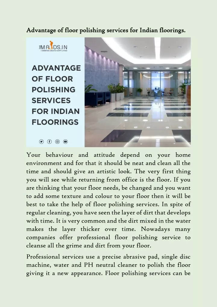 advantage of floor polishing services for indian
