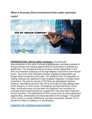 what is overseas direct investment limit under