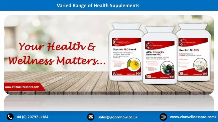 varied range of health supplements
