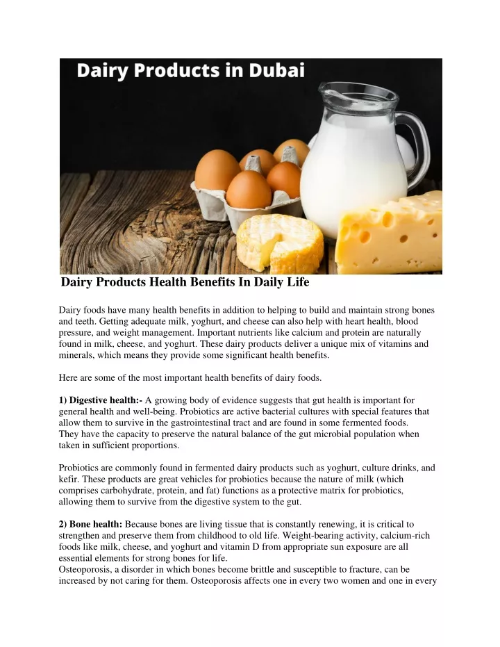 dairy products health benefits in daily life
