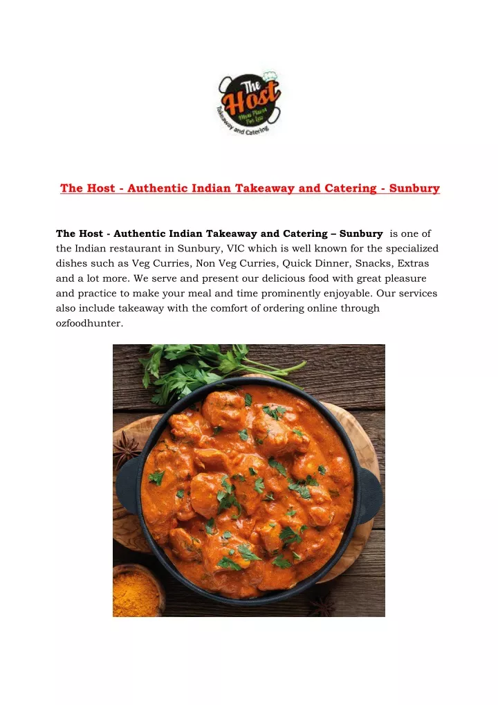 the host authentic indian takeaway and catering